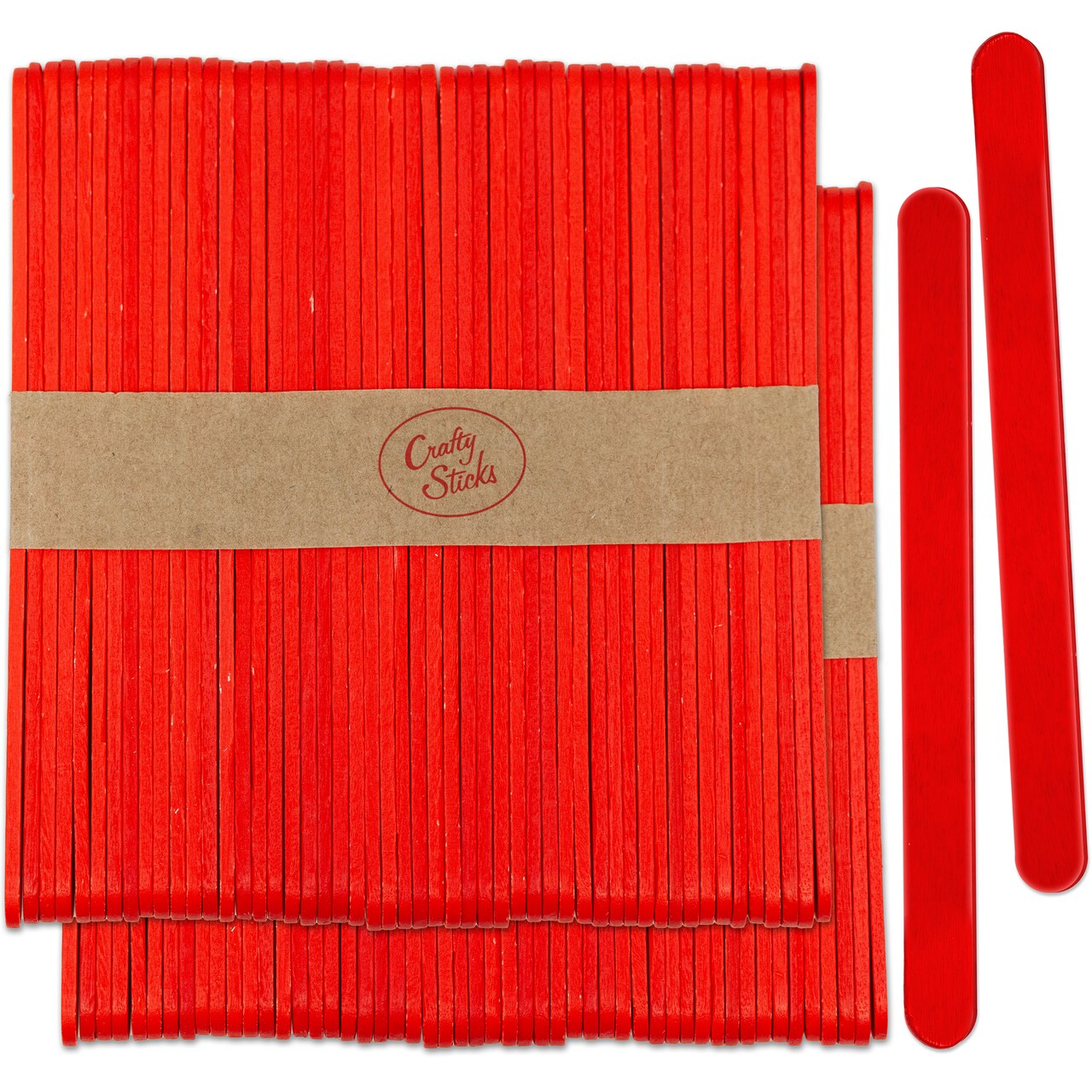 CraftySticks Colored Wood Craft Sticks 4.5 Inch, Red Orange Yellow Green Blue Purple White Black Pink Brown Popsicle Sticks